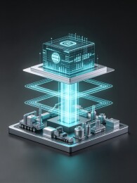全息芯片蓝光分层智慧工业供应链概念图