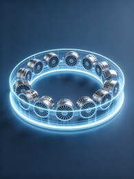 环形涡轮蓝光线框工业智造科技概念图