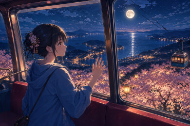 月夜海湾缆车
