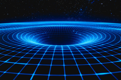 时空扭曲网格的宇宙引力示意图