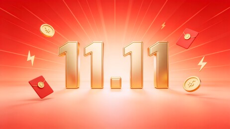 双十一11.11红色红包促销海报