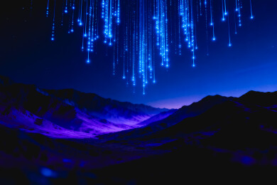 数字光流坠落暗夜山谷山地景观