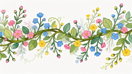 彩色花卉藤蔓图案
