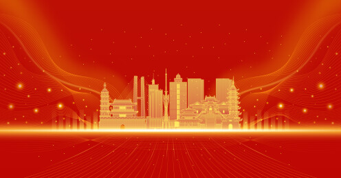 中国城市荆州市红色庆典背景