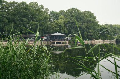 初夏武汉东湖风景区水榭景观