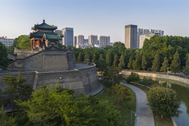 河北省邯郸市丛台公园航拍图片