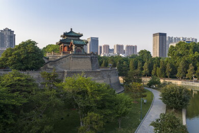 河北省邯郸市丛台公园航拍图片