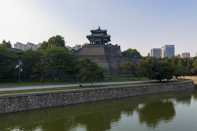 河北省邯郸市丛台公园航拍图片