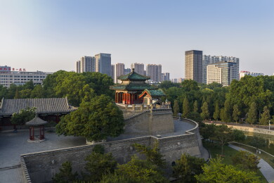 河北省邯郸市丛台公园航拍图片