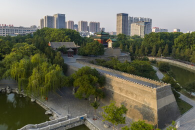 河北省邯郸市丛台公园航拍图片