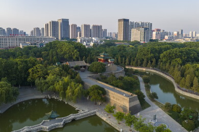 河北省邯郸市丛台公园航拍图片