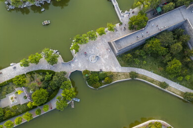 河北省邯郸市丛台公园航拍图片
