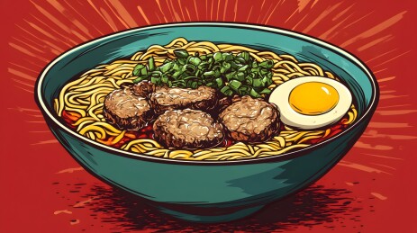 兰州拉面碗中的清澈牛肉汤与筋道面条