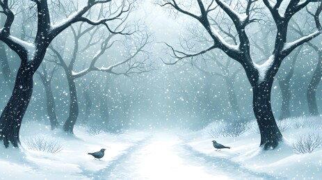 雪中枫林的冬日静谧