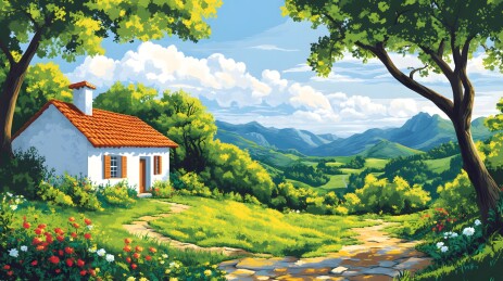 山坡上的阳光小屋