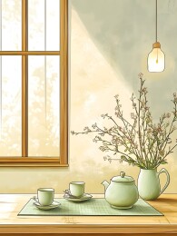 简约茶几上的斑斓茶垫