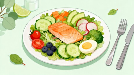 水果沙拉手绘美食插画