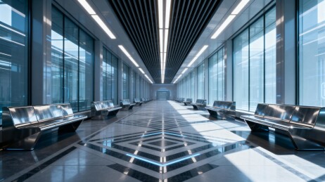 现代建筑长廊空无一人