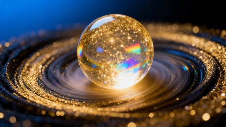 金色水晶球与旋转光圈