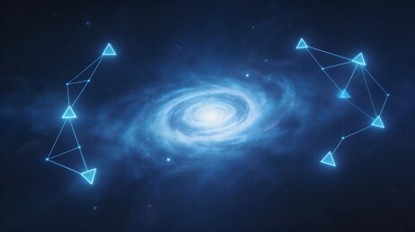 宇宙星系与几何图案交织之美