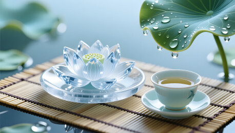 小暑冰莲茶席露光插画
