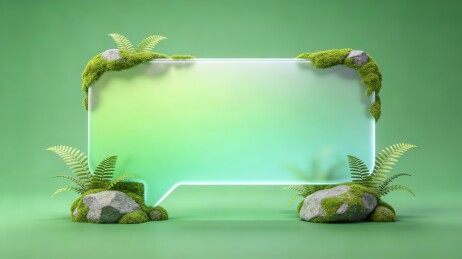 藤蔓苔藓自然风绿色对话气泡