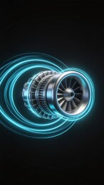 航空涡轮引擎金属机械光效科技海报