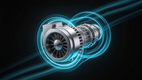 航空涡轮引擎金属机械光效科技海报