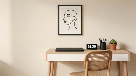 简约现代办公桌与艺术画