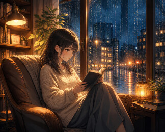 雨夜窗边阅读