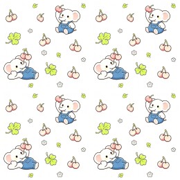 樱桃小动物卡通四方连续图案