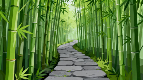 竹林小径蜿蜒前行