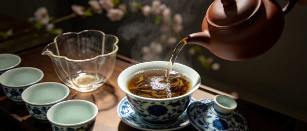紫砂壶泡茶场景