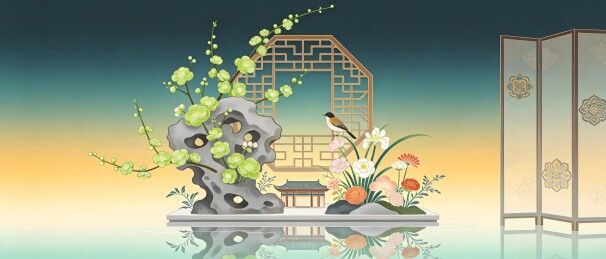 古典园林花鸟景致