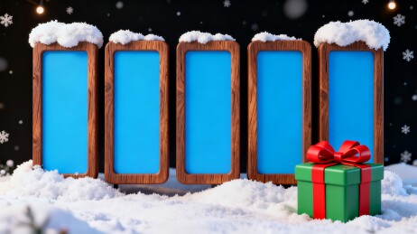 木框雪景礼盒圣诞空白展示立牌