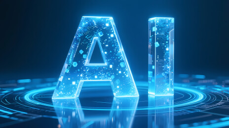 蓝色光点构成的 AI 字母