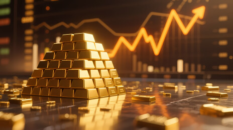 金块金字塔与上升折线图