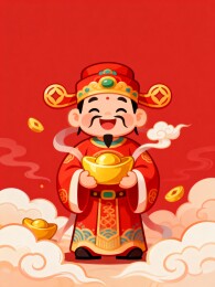 喜庆财神手持金元宝