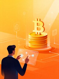 男子手持平板操作比特币