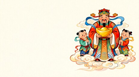 财神抱金元宝童童子贺岁