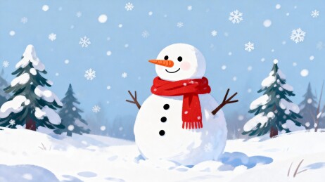 雪地里的雪人插画