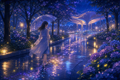 雨夜花径导视