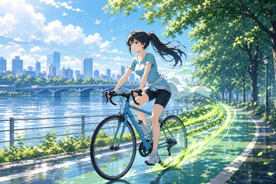 河岸单车绿色骑行