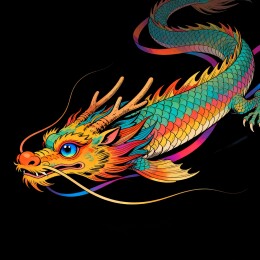 炫彩东方神龙国潮插画