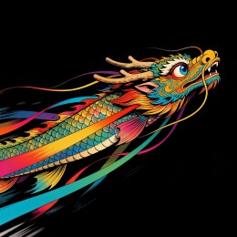 炫彩东方神龙国潮插画