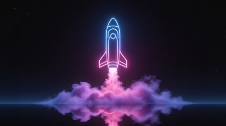 霓虹火箭线框航天科技宣传背景