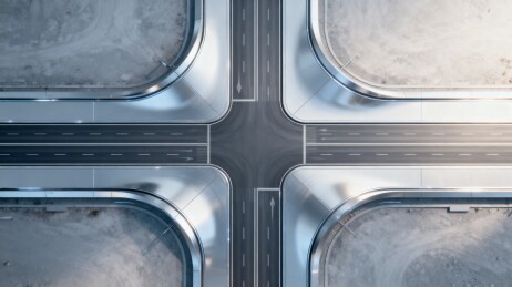 俯瞰城市道路十字路口