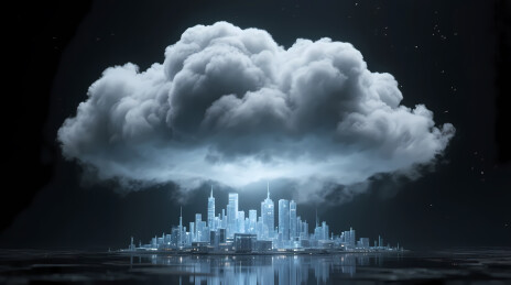 幽蓝积雨云下的末日科幻夜景