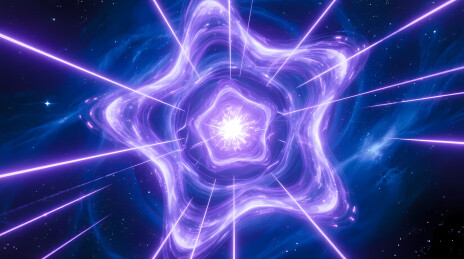 紫色星核光芒闪耀宇宙星空