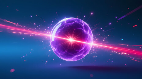 宇宙中散发红光的紫色能量球